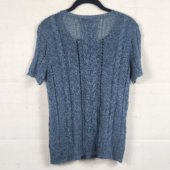 Lauren Ralph Lauren Preppy Breathable Summer Cable Knit Sweater Indigo Marl M - Picture 4 of 12